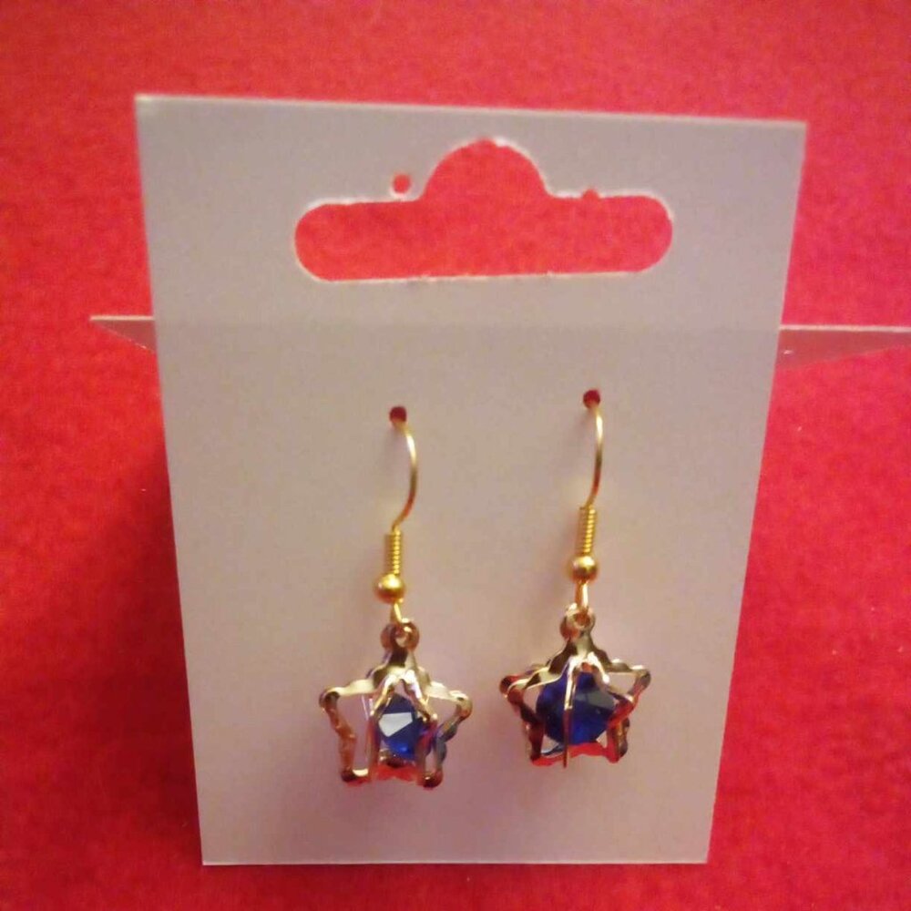 Handmade Beautiful Goth Gothic Cute Kawaii Star Pair Of Gold Colored Earrings
